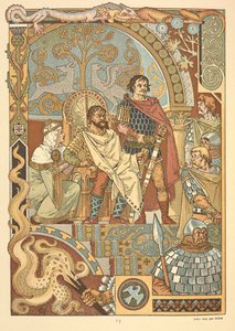 Um rei em seu trono, na corte. de Eugene Grasset
