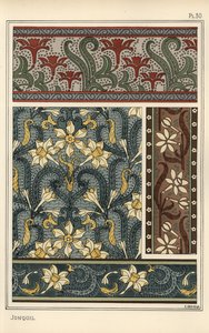 Jonquil, Narcissus jonquilla, como motivo de design em papel de parede e padrões de tecido de Eugene Grasset