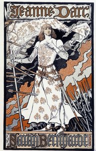 Poster "Joana of Arc" (Henriette Rosine Bernard dit Sarah Bernhardt (1844-1923) toca em Joana of Arc). Sd. por volta de 1890 de Eugene Grasset