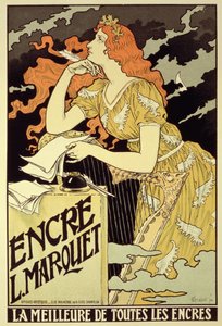 Reprodução de um pôster anunciando &39;Marquet Ink&39; de Eugene Grasset