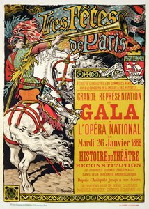 Reprodução de um cartaz publicitário das "Fetes de Paris", na Ópera Nacional, Paris, 1885