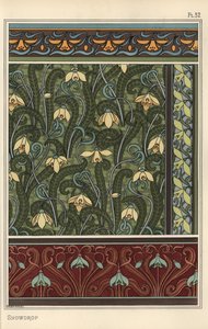 Gota de Neve, Galanthus nivalis, como motivo de design em papel de parede, bordas e tecidos de Eugene Grasset