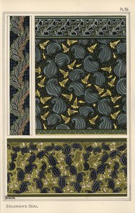 Selo de Salomão, Polygonatum multiflorum, como motivo de design em papel de parede, bordas e tecido de Eugene Grasset