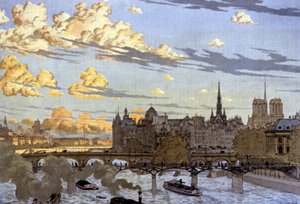 A Ile de la Cite vista da ponte do Louvre de Eugene Grasset