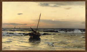 E.Dücker, pôr do sol no mar de Eugene Gustav Dücker