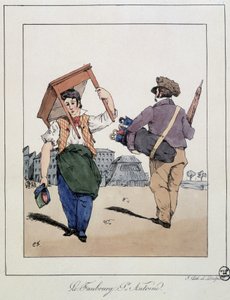 Le faubourg St Antoine: reparador de móveis e comerciante de guarda-chuvas ambulante - in "Souvenirs d