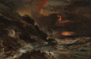 Uma tempestade na costa da Normandia, provavelmente na década de 1850. de Eugene Isabey