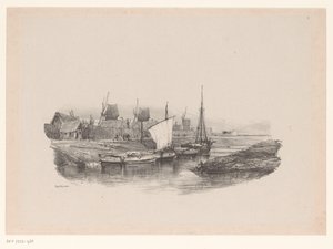 Porto com barcos e moinhos de vento
Bord de Canal
Souvenirs de Eugène Isabey (título da série)
Souvenirs d