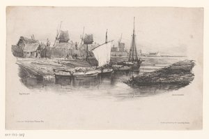 Porto com barcos e moinhos de vento
Bord de Canal
Souvenirs de Eugène Isabey (título da série)
Souvenirs d