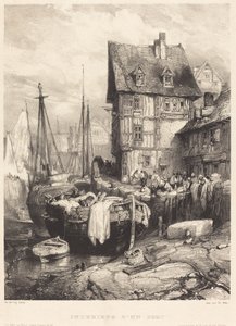 Interior de um porto de Eugene Isabey