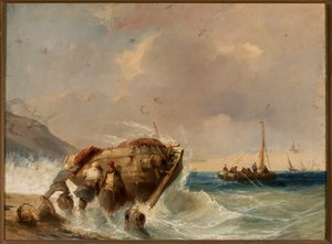 Barco de pesca à beira-mar de Eugene Isabey