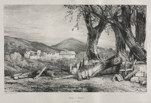 Viagens Pitorescas e Românticas na Antiga França: Auvergne (vol. II), Gorge of Royat, Placa 79 de Eugene Isabey