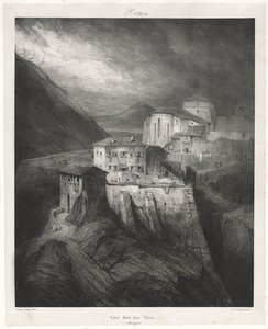 Viagens pitorescas e românticas na França Antiga: Auvergne (vol. II): Igreja de São João, Thiers, Placa 129 de Eugene Isabey