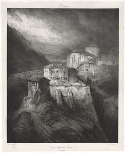 Viagens pitorescas e românticas na França antiga: Auvergne vol. II: Igreja de São João, Thiers, Placa de Eugene Isabey