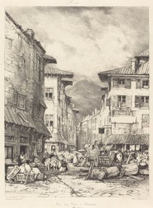 Rue des Gras em Clermont de Eugene Isabey