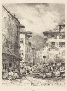 Rue des Gras em Clermont de Eugene Isabey
