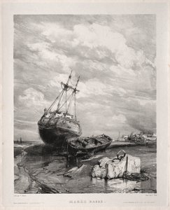 Seis fuzileiros navais: maré baixa de Eugene Isabey