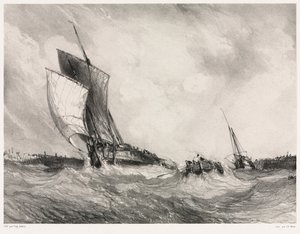 Seis fuzileiros navais: retorno ao porto, 1833. de Eugene Isabey