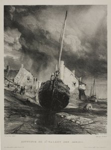 Lembrança de St. Valéry-sur-Somme, placa três de Six Marines de Eugene Isabey