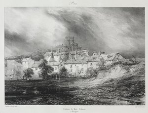 Viagens pitorescas e românticas na França antiga, Auvergne: Château de Pont-Gibaud de Eugene Isabey