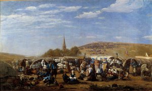 Um perdão a Santa Ana la Palud em 1858 Celebração religiosa na Bretanha. Pintura de Eugene Louis Boudin (1824-1898) 1858 Le Havre, Musee des Beaux Arts. de Eugene Louis Boudin