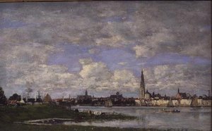 Antuérpia da Ponta da Flandres (óleo sobre tela) de Eugene Louis Boudin