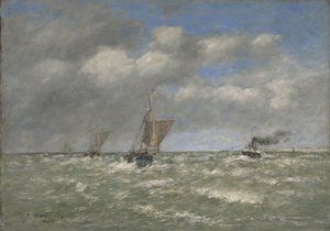 Barcos retornando ao porto, Trouville, 1894 de Eugene Louis Boudin