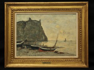 Barcos em Etretat, c.1860 de Eugene Louis Boudin