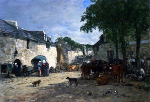Mercado de Gado em Daoulas, Bretanha de Eugene Louis Boudin