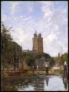 Dordrecht, a Grande Igreja do Canal, 1884 de Eugene Louis Boudin