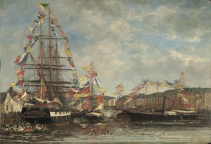 Festival no porto de Honfleur, 1858 (óleo sobre madeira)