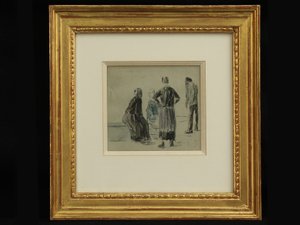 Figuras em uma Praia, c.1860 (desprezo & aquarela sobre papel) de Eugene Louis Boudin
