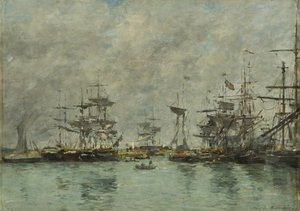 Cena do porto de Eugene Louis Boudin