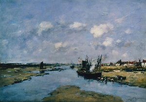 Lacanche na maré baixa, Etaples (óleo sobre tela) de Eugene Louis Boudin