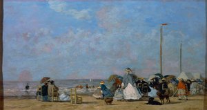 Na praia de Trouville, de Eugene Boudin, pintura de Eugene Louis Boudin