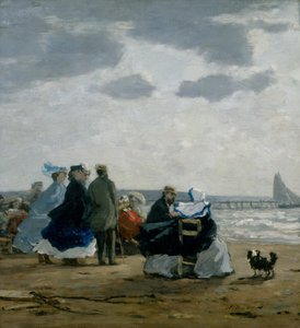 Na praia, Dieppe, 1864. de Eugene Louis Boudin