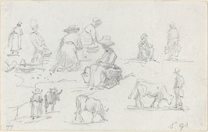 Camponeses e Vacas [reto], 1877. de Eugene Louis Boudin