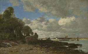 Plougastel, a travessia de balsa, 1873 de Eugene Louis Boudin
