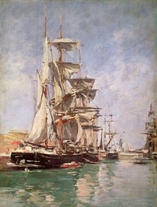 Barcos à Vela (óleo sobre tela) de Eugene Louis Boudin