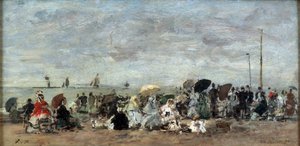 Cena na praia de Trouville de Eugene Louis Boudin