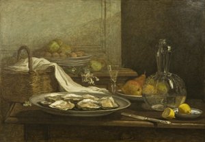 Natureza morta com ostras, c.1850 (óleo sobre tela) de Eugene Louis Boudin