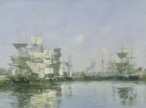 A bacia em Deauville, c.1880-85 de Eugene Louis Boudin