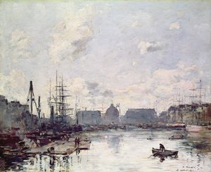 O porto de comércio, Le Havre, 1892 de Eugene Louis Boudin