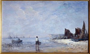 O pescador Pintura de Eugene Louis Boudin (1824-1898) Sol do século XIX. 0,35x0,57 m Rouen, Musee des Beaux Arts de Eugene Louis Boudin