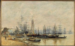 O porto de Bordeaux Vessel no Garonne. Pintura de Eugene Louis Boudin (1824-1898) 1874 Sol. 0,41x0,65 m Paris, musee d