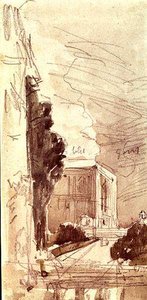 O terraço de um chateau (aguarela sobre papel) de Eugene Louis Boudin