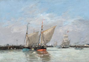 Trouville, os molhes, maré alta, 1876