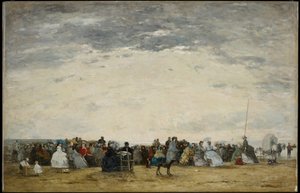 Veranistas na praia de Trouville de Eugene Louis Boudin