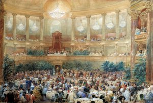 Jantar oferecido por Napoleão III à Rainha Vitória na sala da Ópera de Versalhes em 25 de agosto
