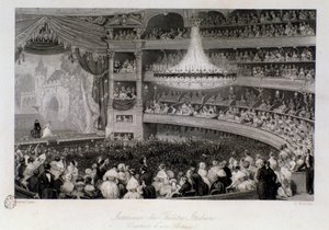 A ovação de um actor durante uma actuação no Theatre des Italians em Paris. Gravura de Eugene Louis Lami (1800-1890) 1843 Coleção particular de Eugene Louis Lami